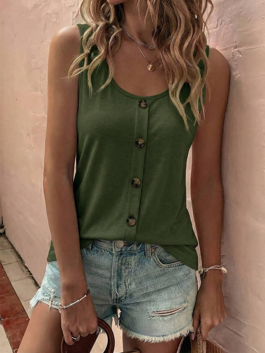 SHEIN ZIELONY TOP BEZ RĘKAWÓW S06__L