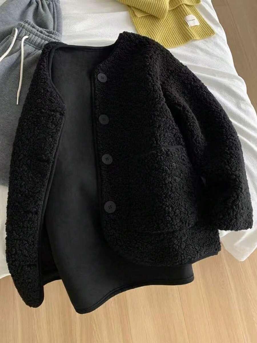 SHEIN CZARNA KURTKA MIŚ S06__M
