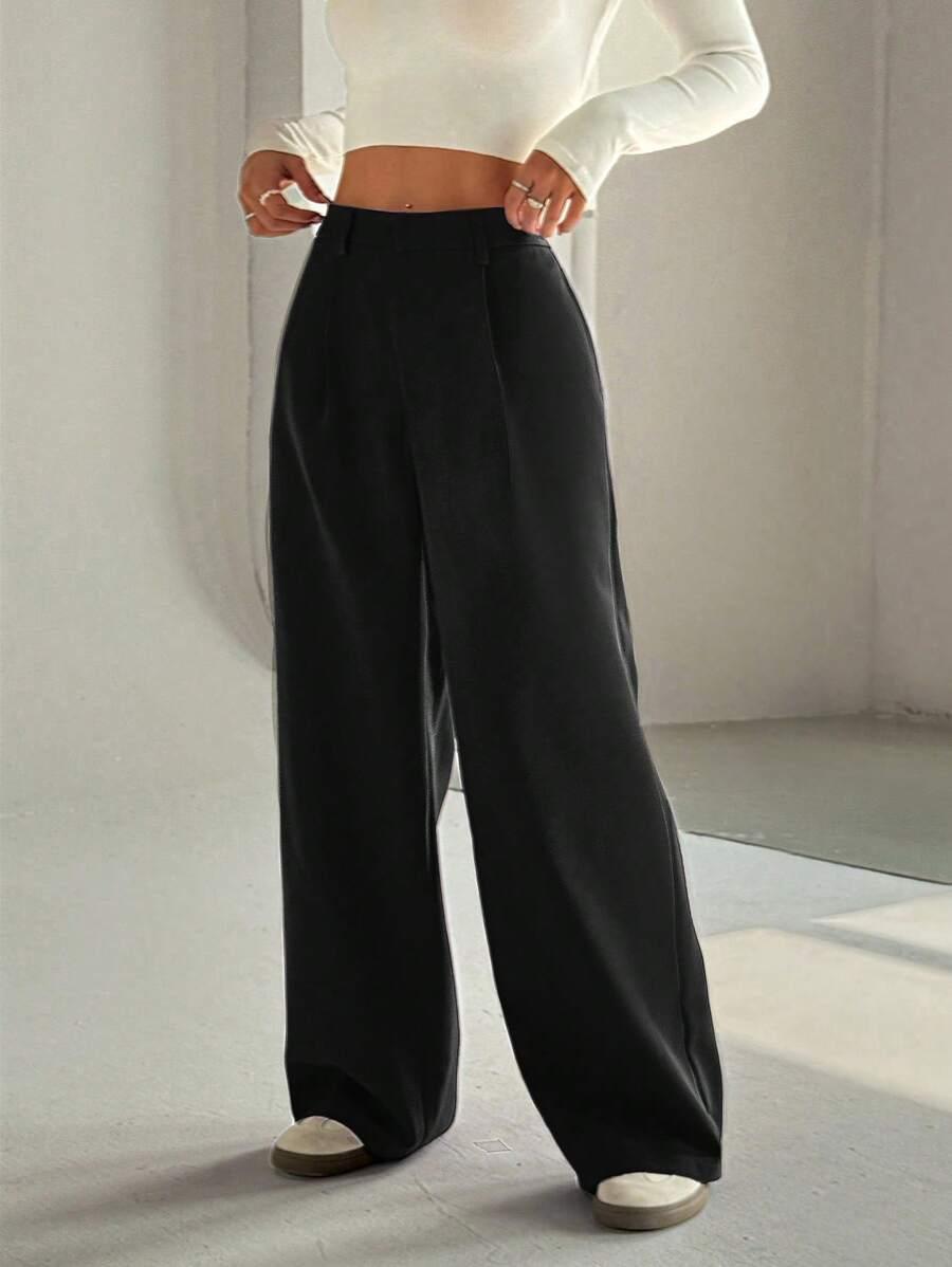 SHEIN CZARNE SPODNIE PROSTA NOGAWKA S06__L