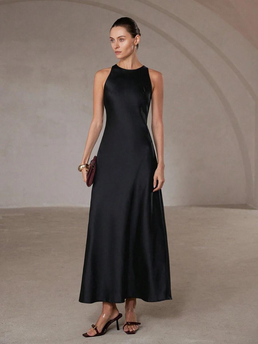 SHEIN CZARNA MAXI SUKIENKA S06__L