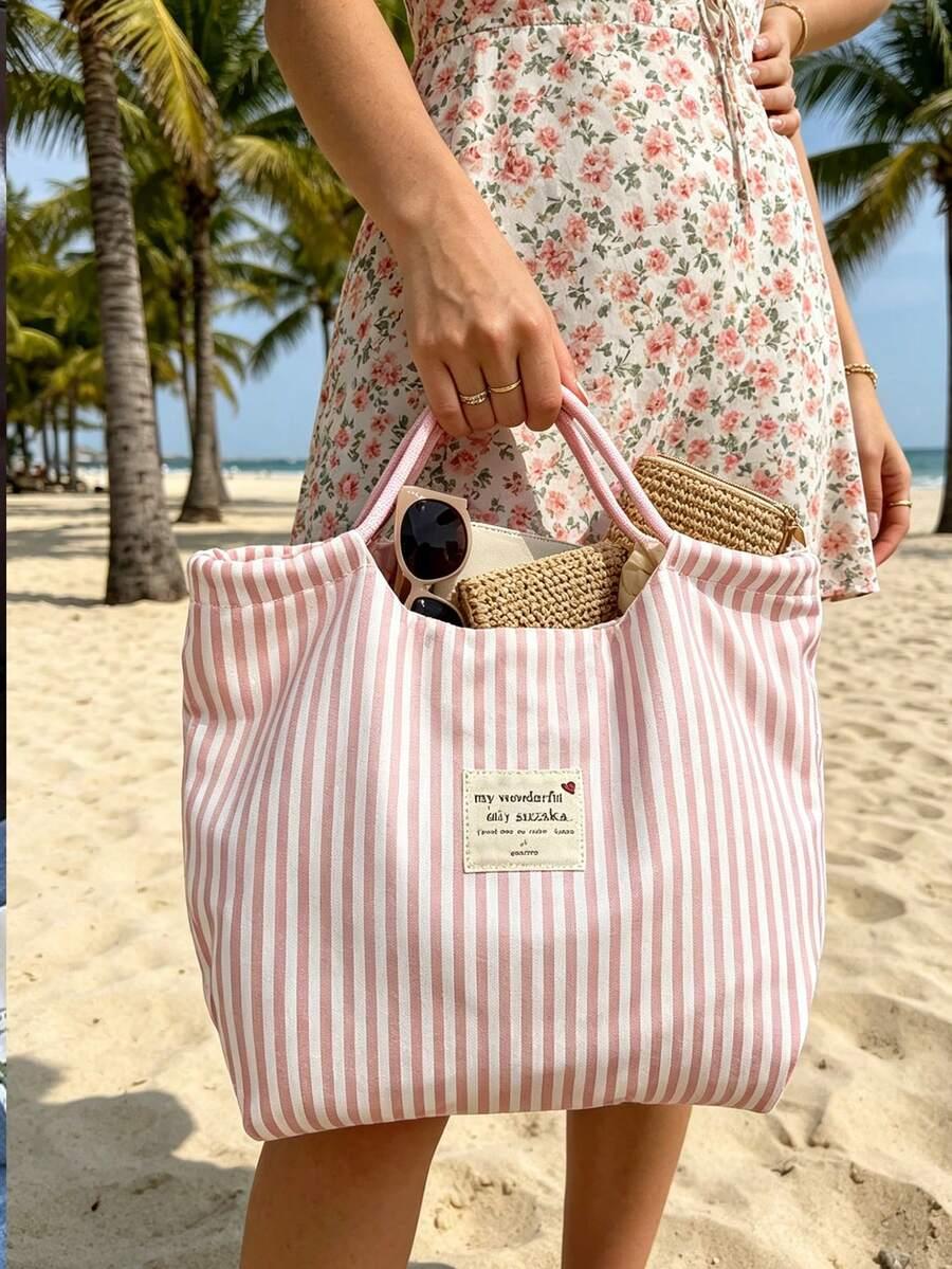 SHEIN KOMPLET TOREBKA KOSMETYCZKA WZÓR PASKI S07__40X10X32CM