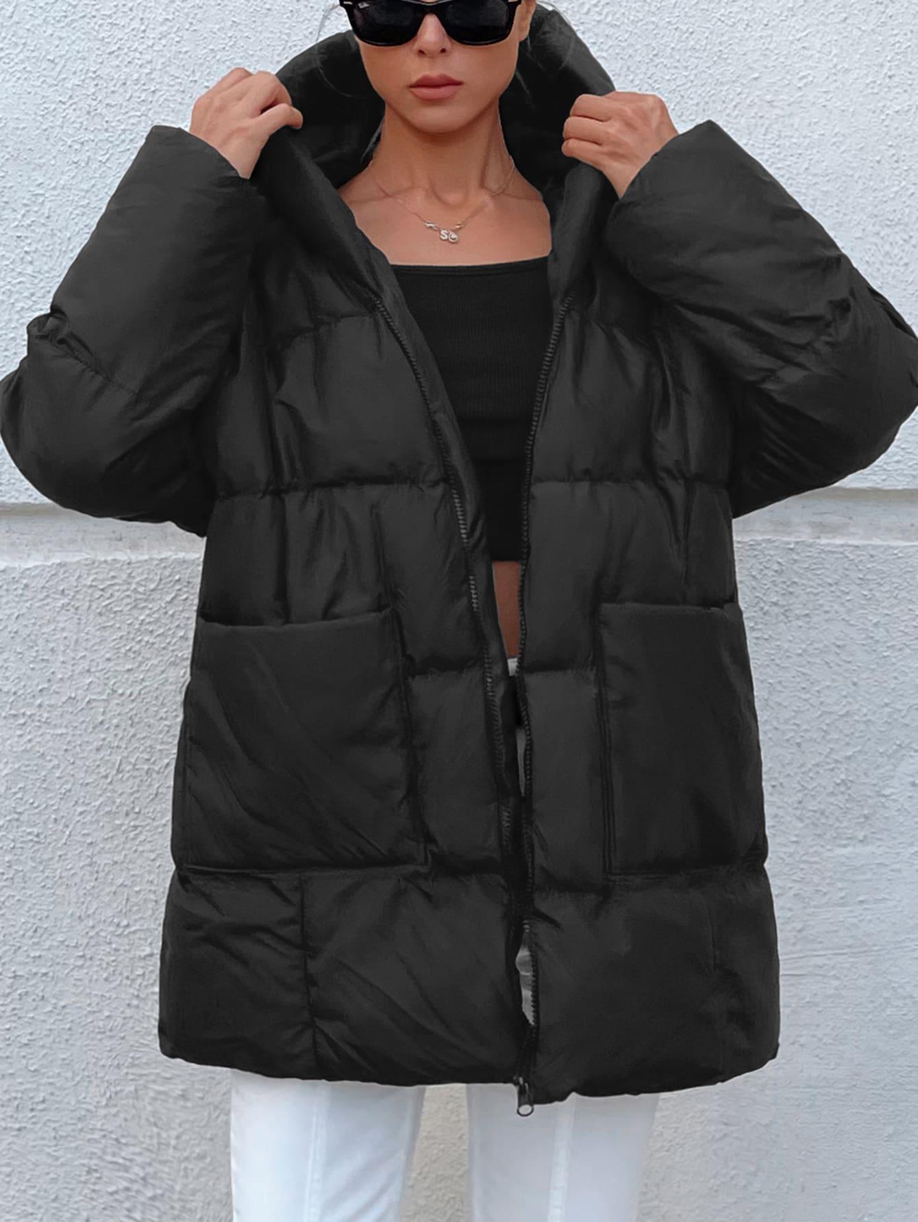 SHEIN CZARNA PIKOWANA KURTKA ZAMEK W01__M