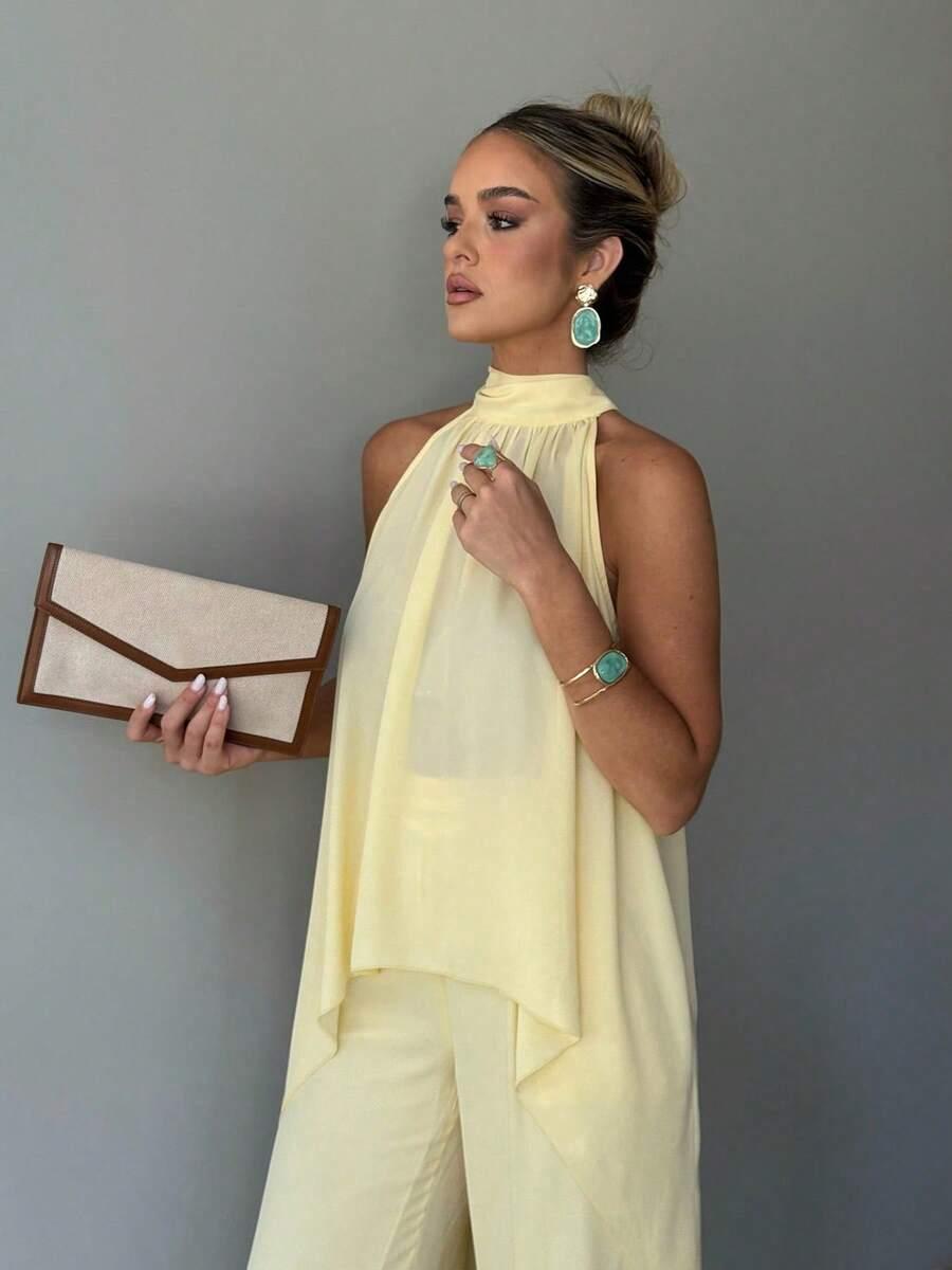 SHEIN ŻÓŁTY KOMPLET BLUZKA SPODNIE S06__M
