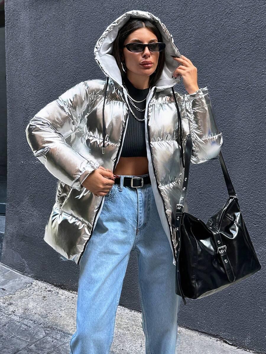 SHEIN SREBRNA PIKOWANA KURTKA W01__L