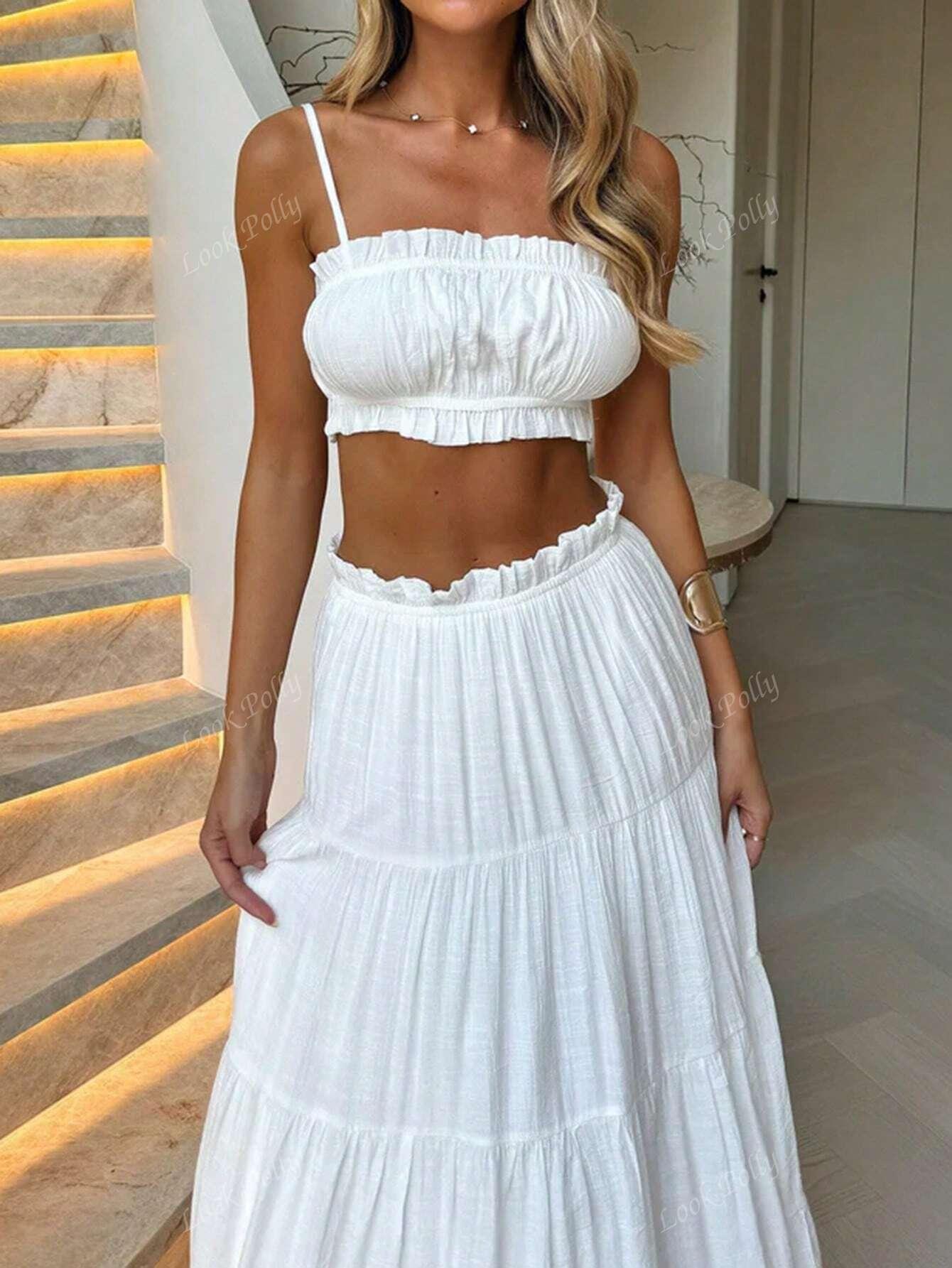 SHEIN BIAŁY TOP SPÓDNICA KOMPLET S06__S