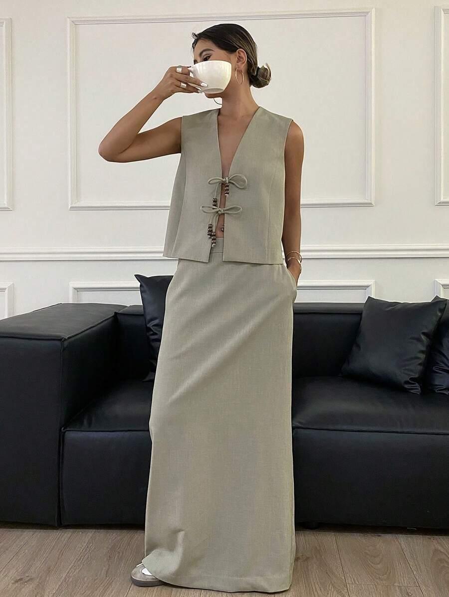 SHEIN CZARNA MAXI SPÓDNICA PK01__XL