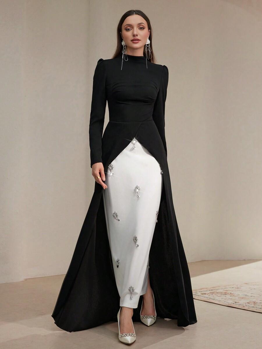 SHEIN MAXI SUKIENKA DŁUGI RĘKAW S06__S