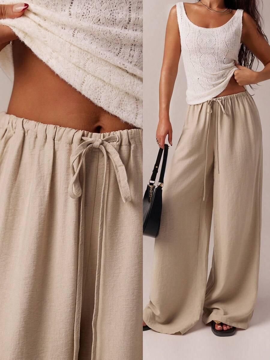 FOREVER 21 BEŻOWE PROSTE SPODNIE S06__L