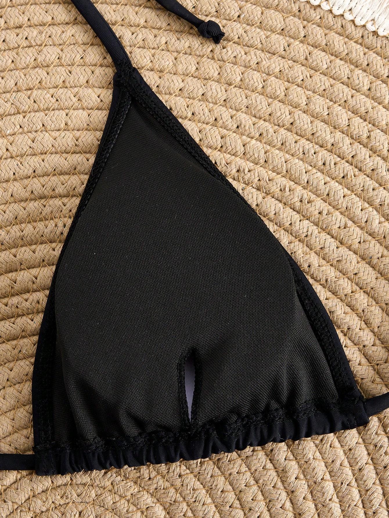 SHEIN CZARNY DWUCZĘŚCIOWY STRÓJ KĄPIELOWY S09__S