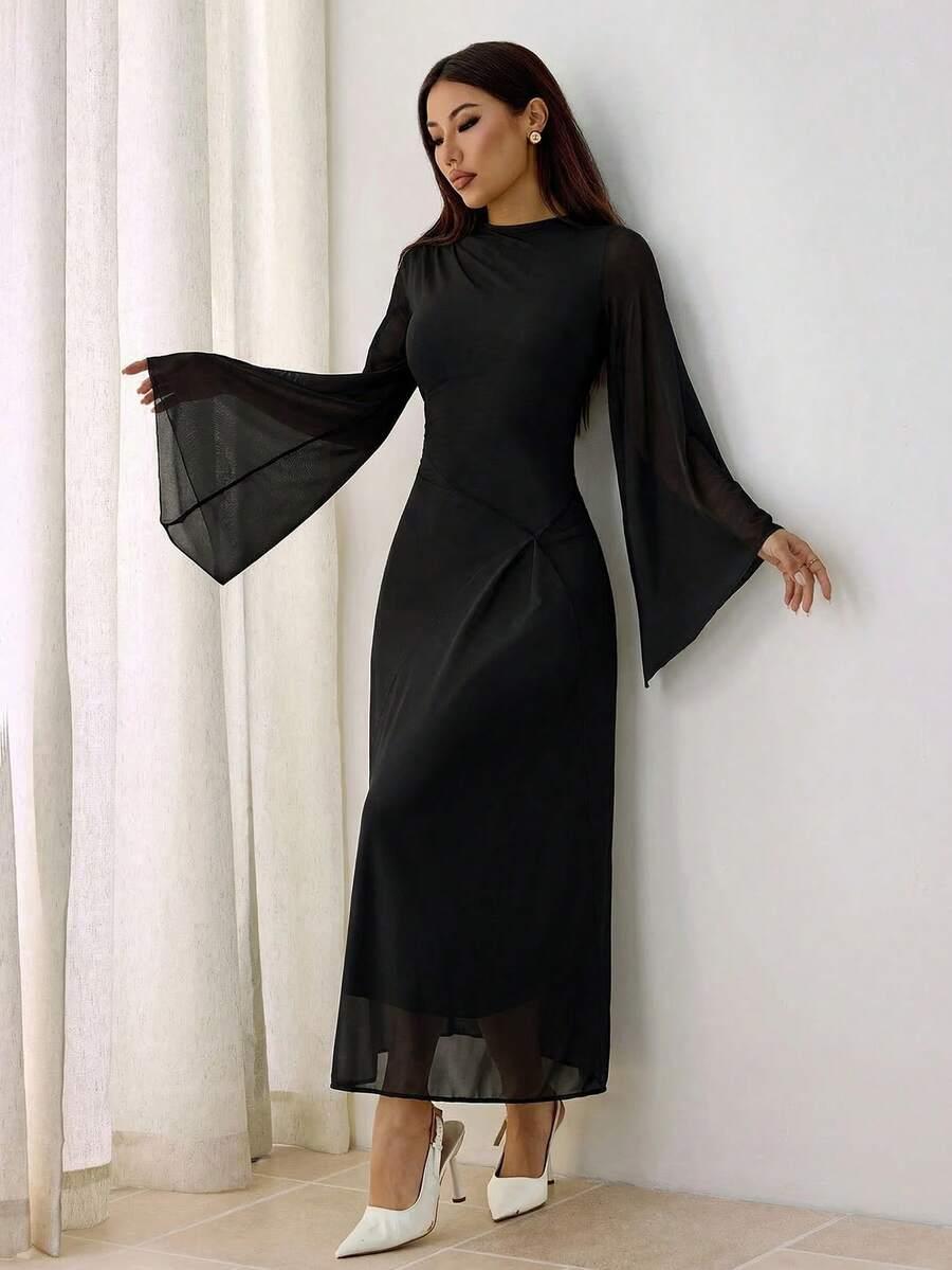 SHEIN CZARNA MAXI SUKIENKA S06__L