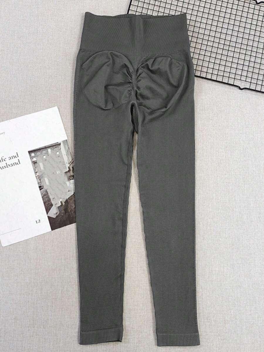 SHEIN BEZSZWOWE SZARE LEGGINSY PRĄŻKI MARSZCZENIE PK01__S