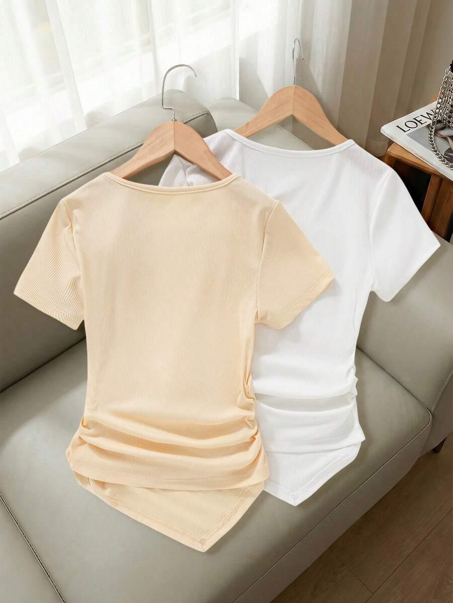 SHEIN BLUZKA ASYMETRYCZNY DEKOLT 2 PACK S06__158/164