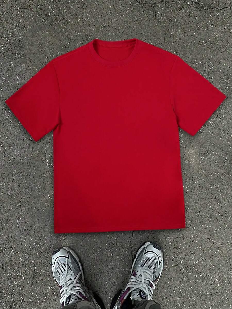 SHEIN CZERWONY T-SHIRT BASIC S06__XL