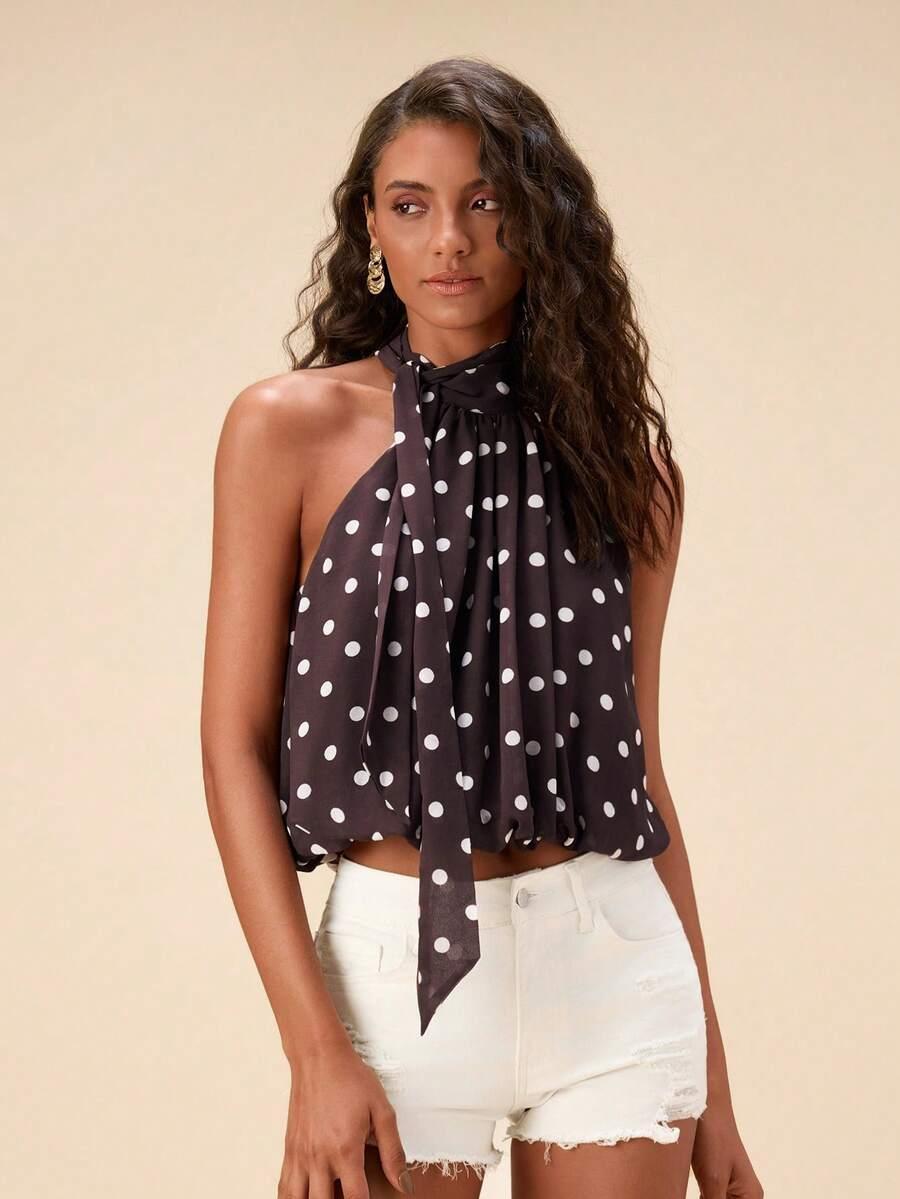 SHEIN BRĄZOWA BLUZKA BEZ RĘKAWÓW S09__L