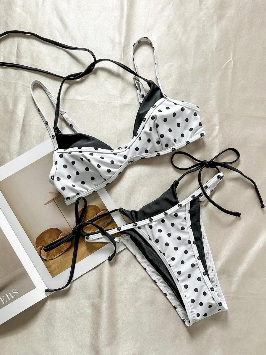SHEIN DWUCZĘŚCIOWY KOMPLET BIKINI PRINT S09__XL