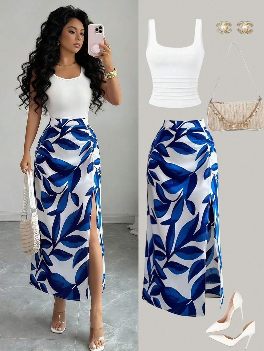 ELENZGA SPÓDNICA MIDI PRINT S06__S