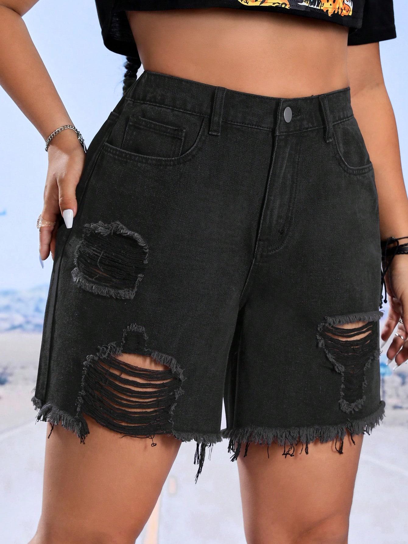 SHEIN CZARNE JEANSOWE KRÓTKIE SPODENKI S06__46