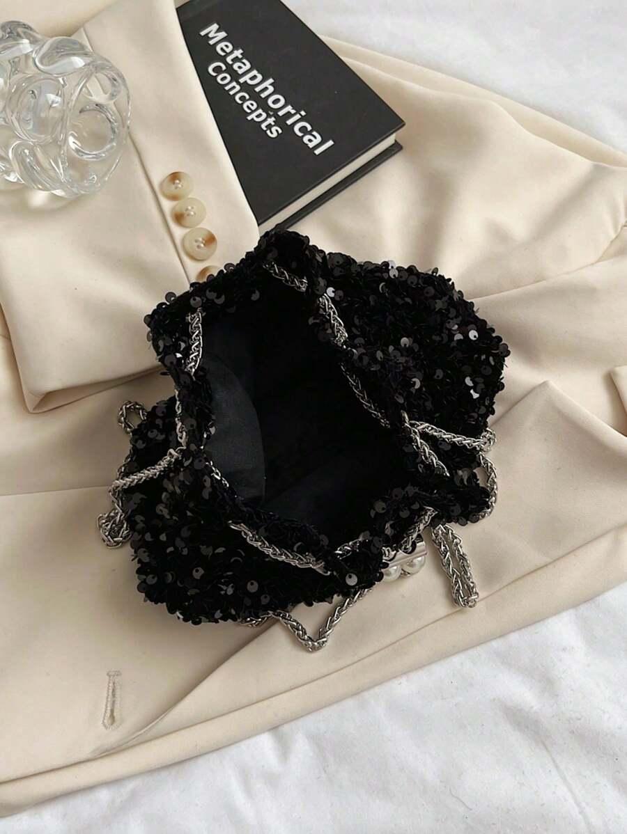 SHEIN CZARNA TOREBKA CEKINY S07__16X12