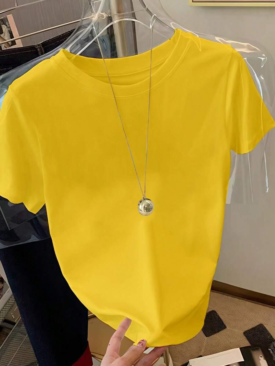 RESYLA ŻÓŁTY T-SHIRT OKRĄGŁY DEKOLT S06__S