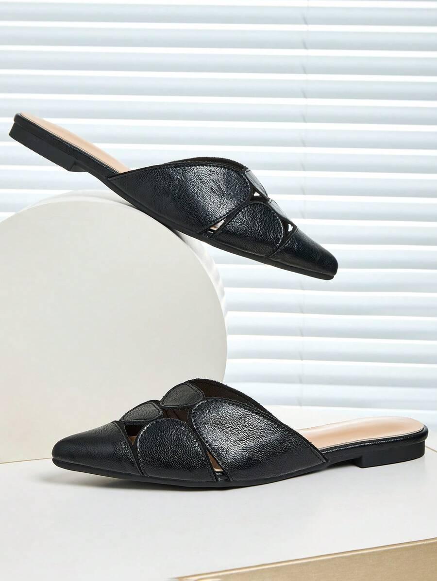 SHEIN CZARNE KLAPKI SZPIC EKOSKÓRA 39,5