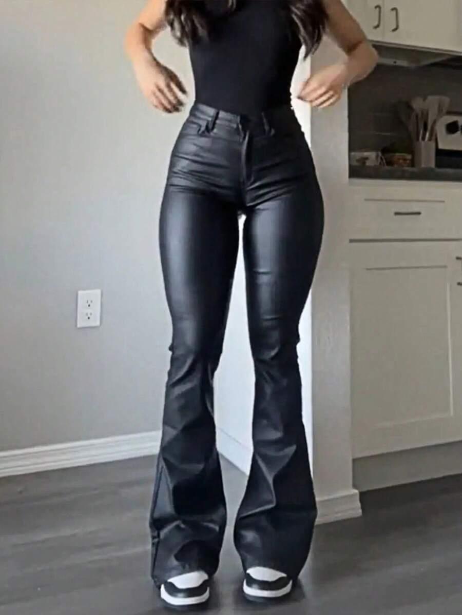 SHEIN CZARNE SPODNIE IMITACJA SKÓRY S06__46