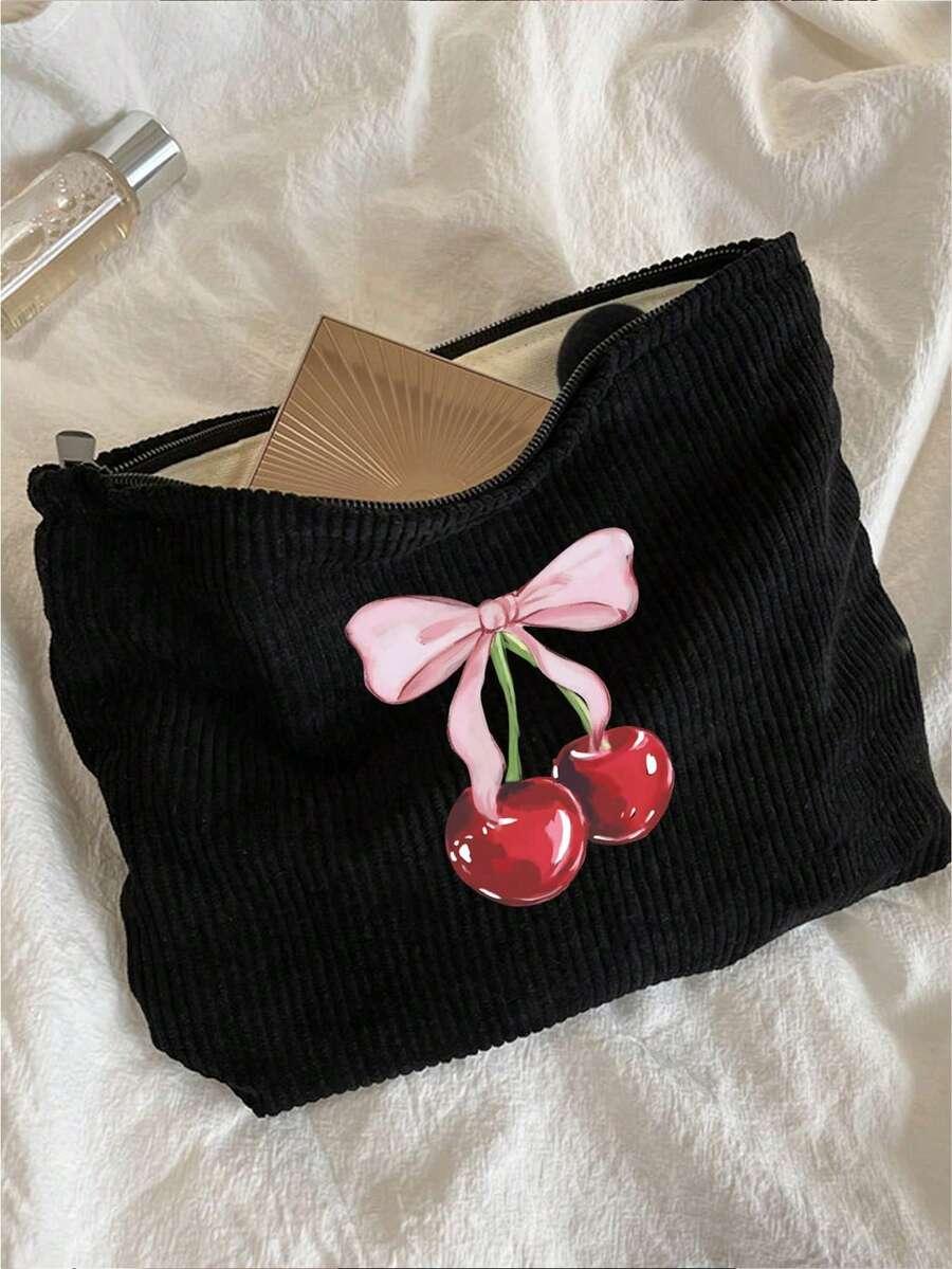 SHEIN CZARNA KOSMETYCZKA NADRUK S07__22X18,5X4