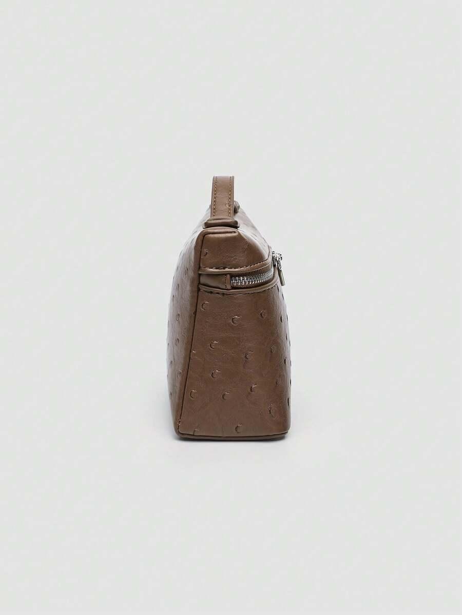 SHEIN BRĄZOWA TOREBKA IMITACJA SKÓRY S07__7X12X20CM