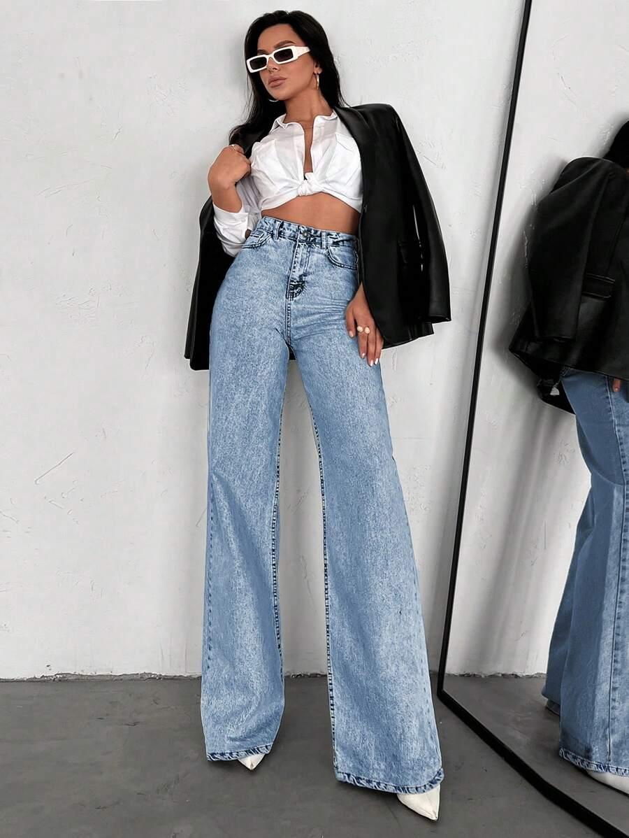 SHEIN SPODNIE JEANS WYSOKI STAN S06__L