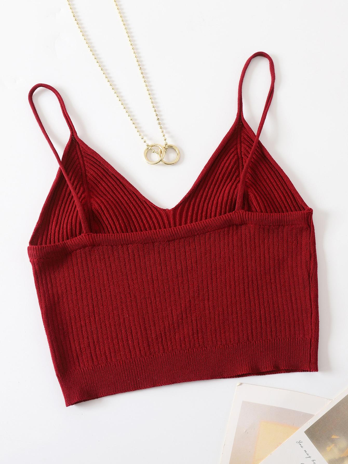 SHEIN CZERWONY TOP DZIANINA S09__M