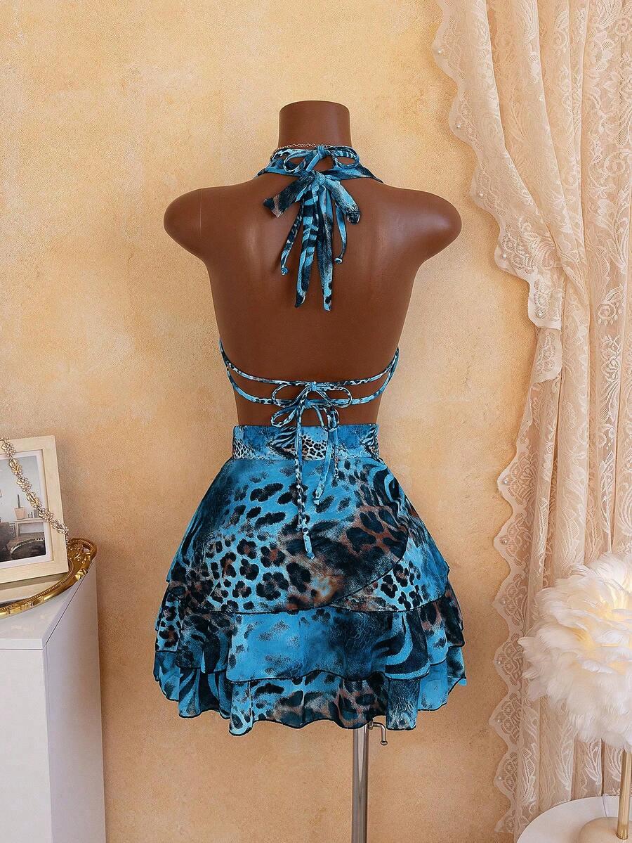 SHEIN DWUCZĘŚCIOWY STRÓJ KĄPIELOWY TOP SPÓDNICA KOMPLET S09__XL