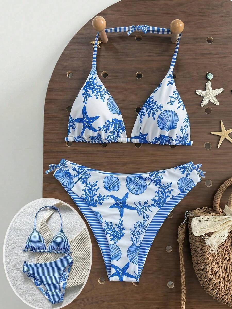 SHEIN DWUSTRONNY DWUCZĘŚCIOWY STRÓJ KĄPIELOWY S09__166