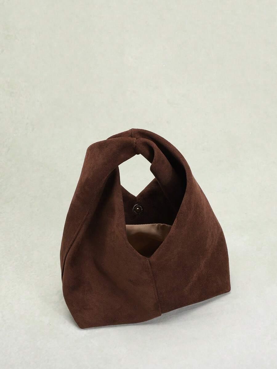 SHEIN BRĄZOWA TOREBKA IMITACJA ZAMSZU S07__25,5X23