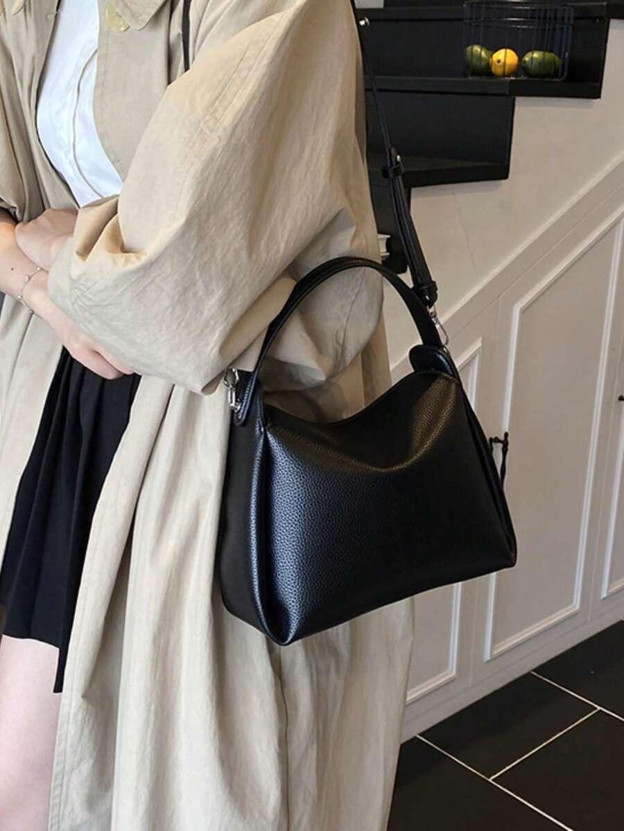SHEIN CZARNA TOREBKA IMITACJA SKÓRY S07__18X10X24