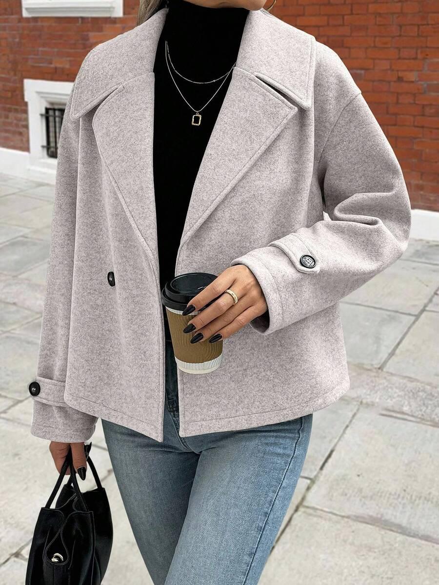 EMERY ROSE SZARY KLASYCZNY PŁASZCZ W01__S
