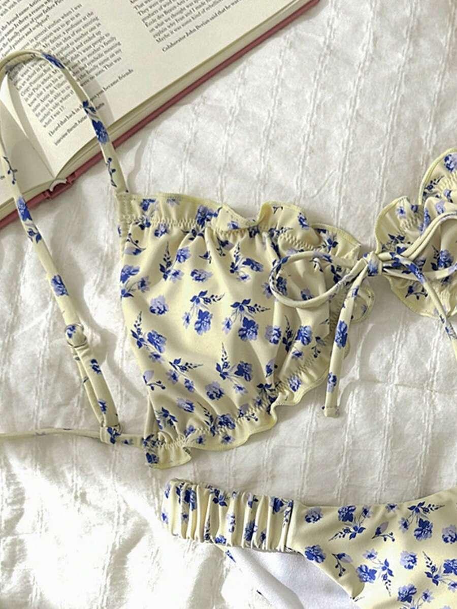 SWIM MOD DWUCZĘŚCIOWY STRÓJ KĄPIELOWY WZÓR KWIATY S09__L