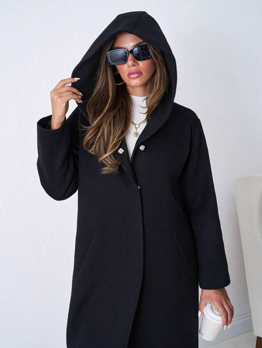 SHEIN CZARNY KLASYCZNY PŁASZCZ W01__XL