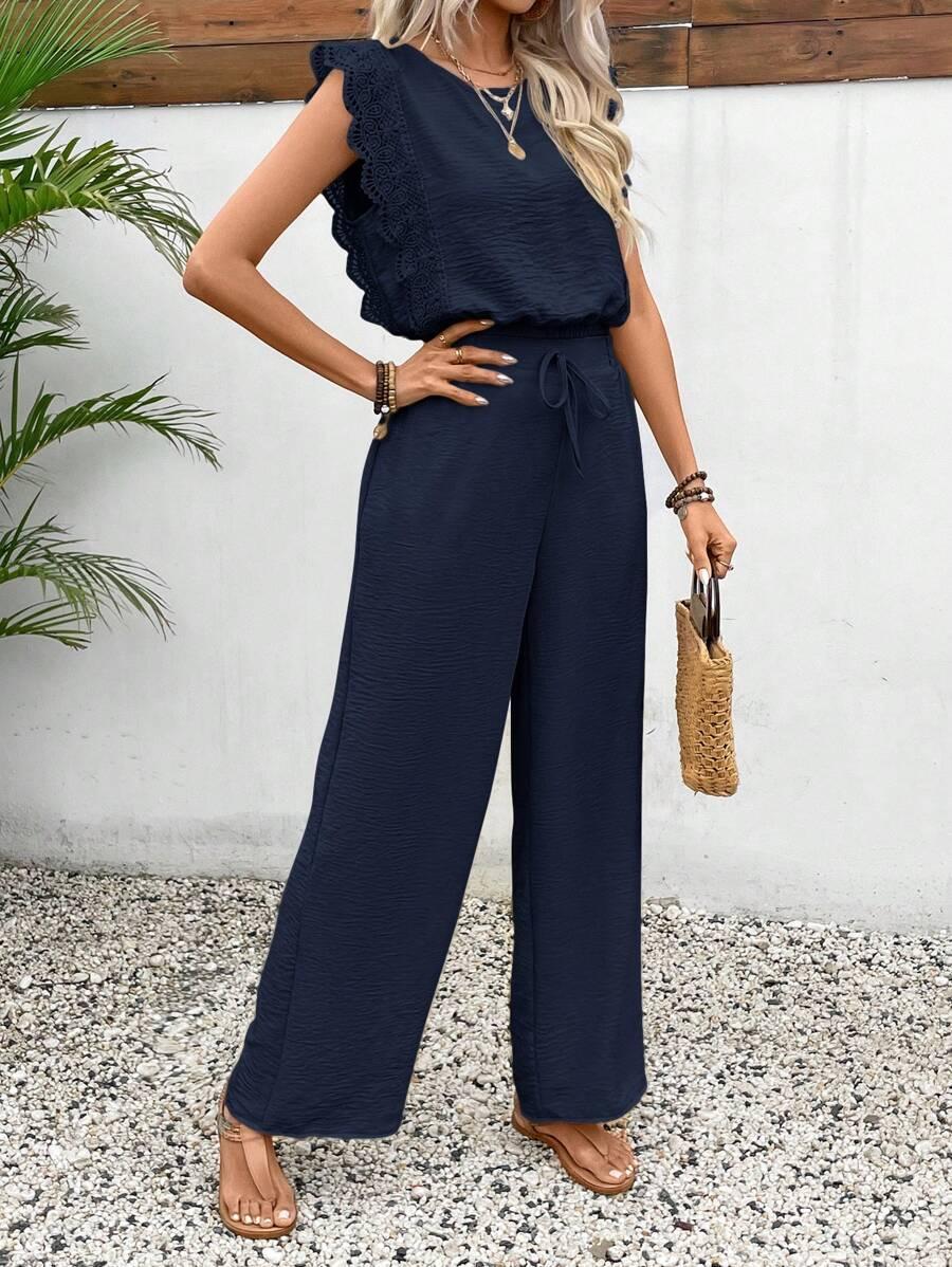 SHEIN GRANATOWE SPODNIE PROSTA NOGAWKA S09__XS