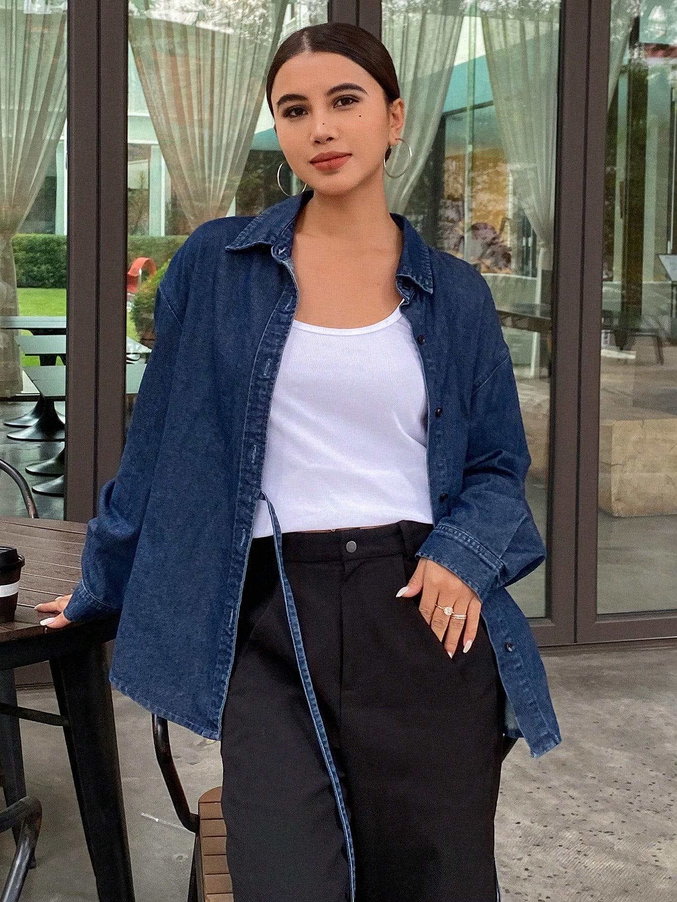 SHEIN NIEBIESKA JEANSOWA KOSZULA S06__L