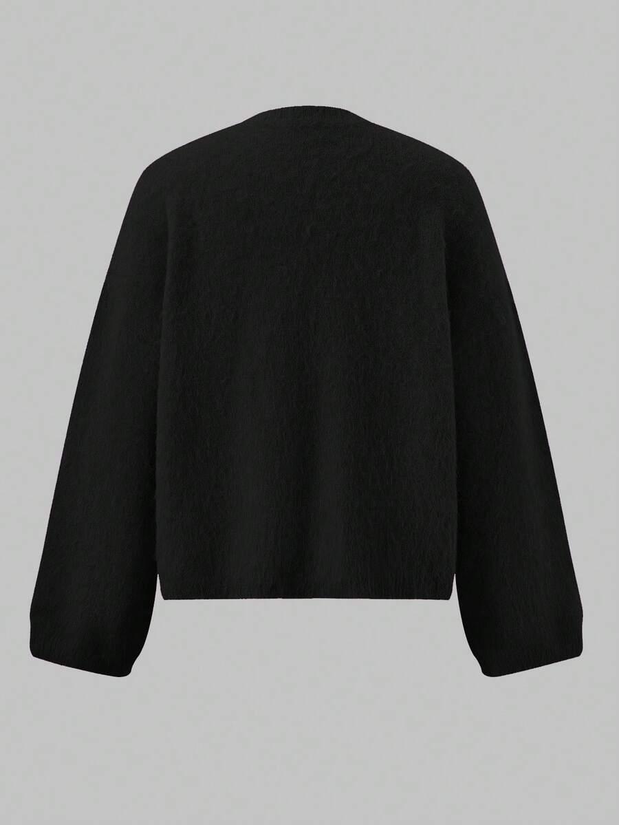 SHEIN CZARNY SWETER OKRĄGŁY DEKOLT S06__M