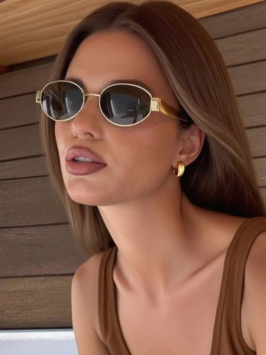 SHEIN OKULARY PRZECIWSŁONECZNE ZŁOTE OPRAWKI S07