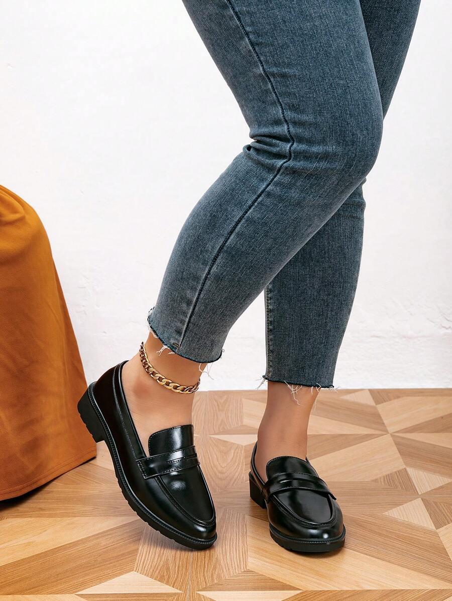 SHEIN CZARNE MOKASYNY IMITACJA SKÓRY S06__42