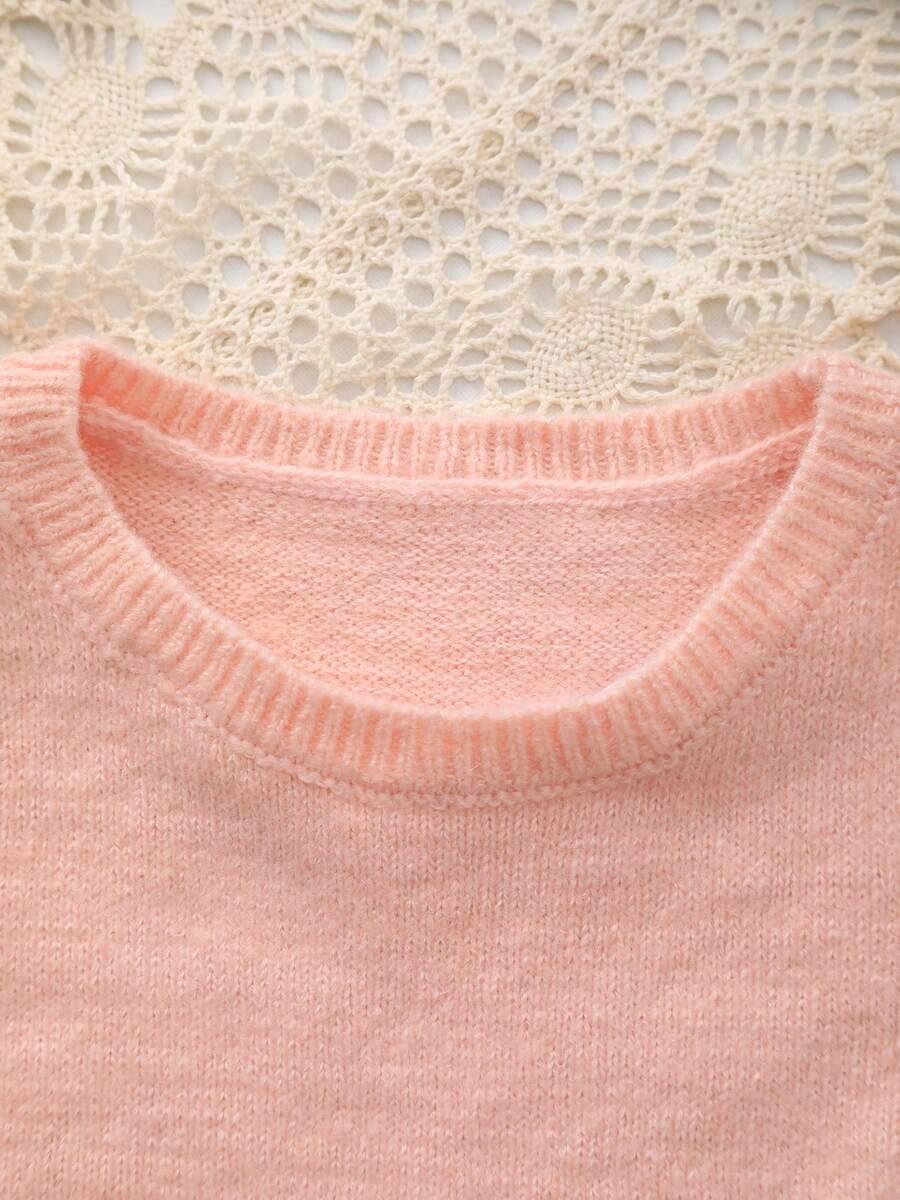 SHEIN RÓŻOWY SWETER OKRĄGŁY DEKOLT GUZIKI 98-104