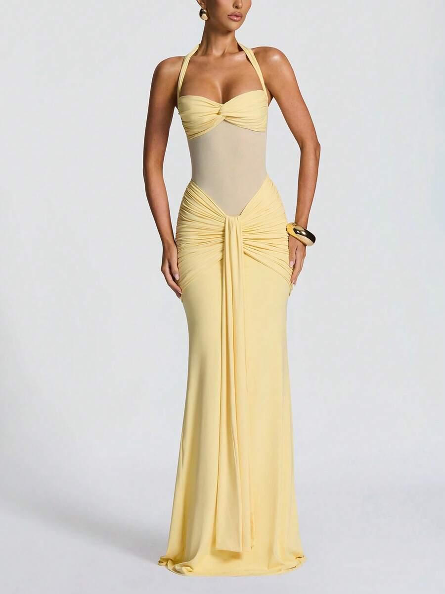 SHEIN ŻÓŁTA MAXI SUKIENKA S06__S