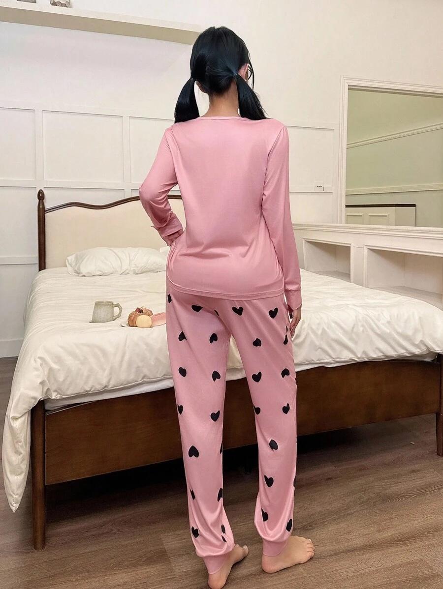 SHEIN RÓŻOWA PIŻAMA KOMPLET PRINT PK01__S