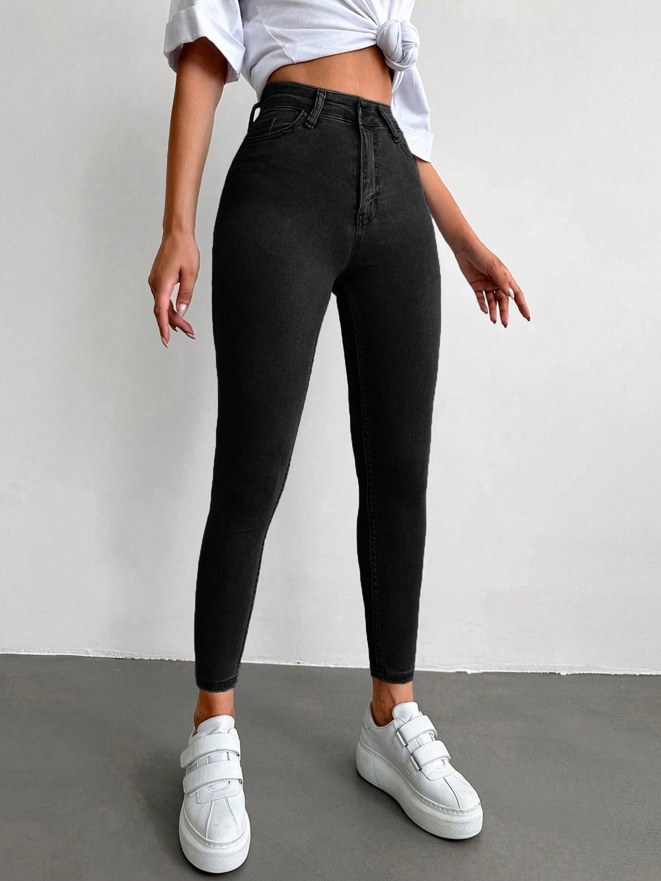 SHEIN CZARNE SPODNIE JEANS RURKI S09__L