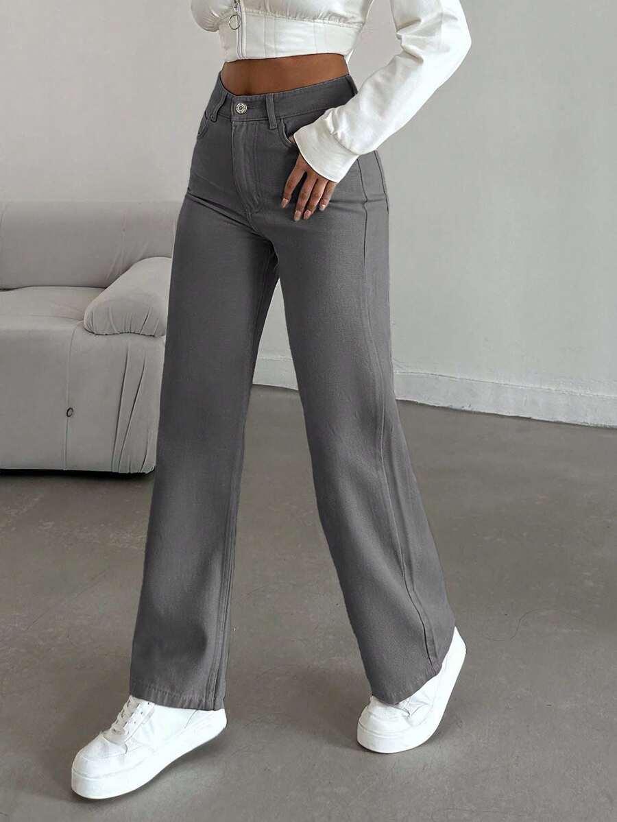 EURMUSE SZARE PROSTE SPODNIE JEANS S06__L