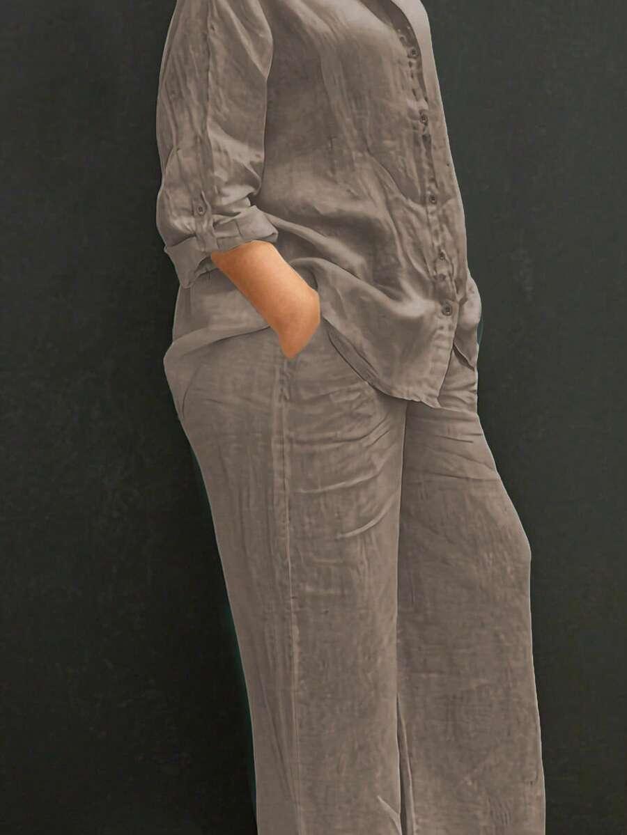 SHEIN BRĄZOWA KOSZULA CASUAL S06__L