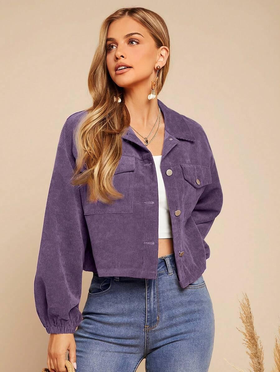 SHEIN FIOLETOWA KURTKA GUZIKI S06__L