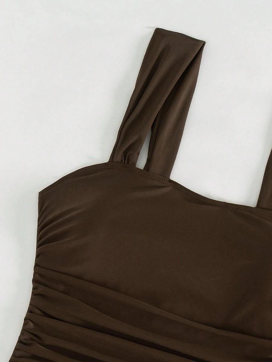 SWIM BASICS BRĄZOWY JEDNOCZĘŚCIOWY STRÓJ KĄPIELOWY S09__XL