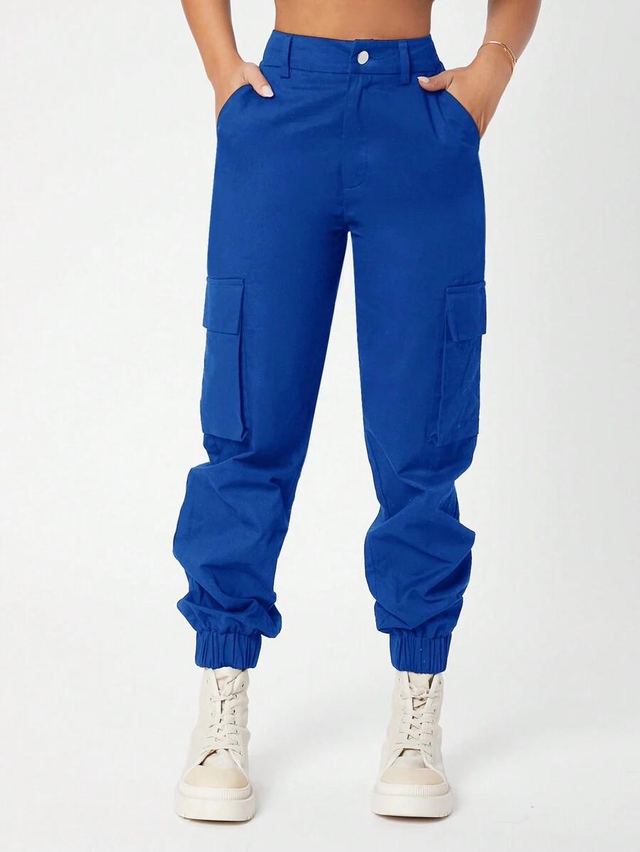 SHEIN NIEBIESKIE SPODNIE KIESZENIE